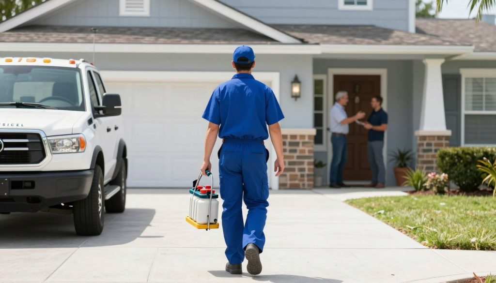 Drain cleaning technician arriving for same-day service appointment in Hialeah