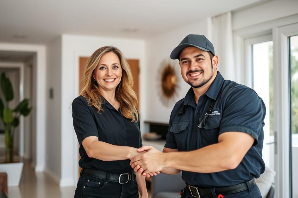 Happy Miami Beach homeowner after successful drain cleaning service Happy Miami Beach homeowner after successful drain cleaning service