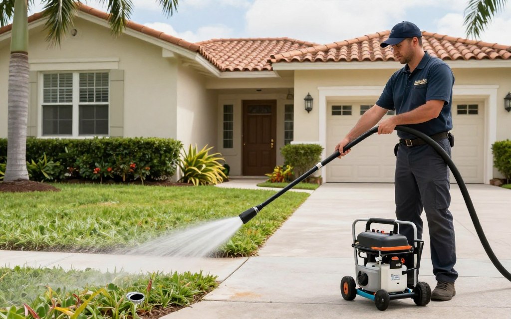 Hydro jetting equipment being used for drain cleaning in Coral Gables FL
