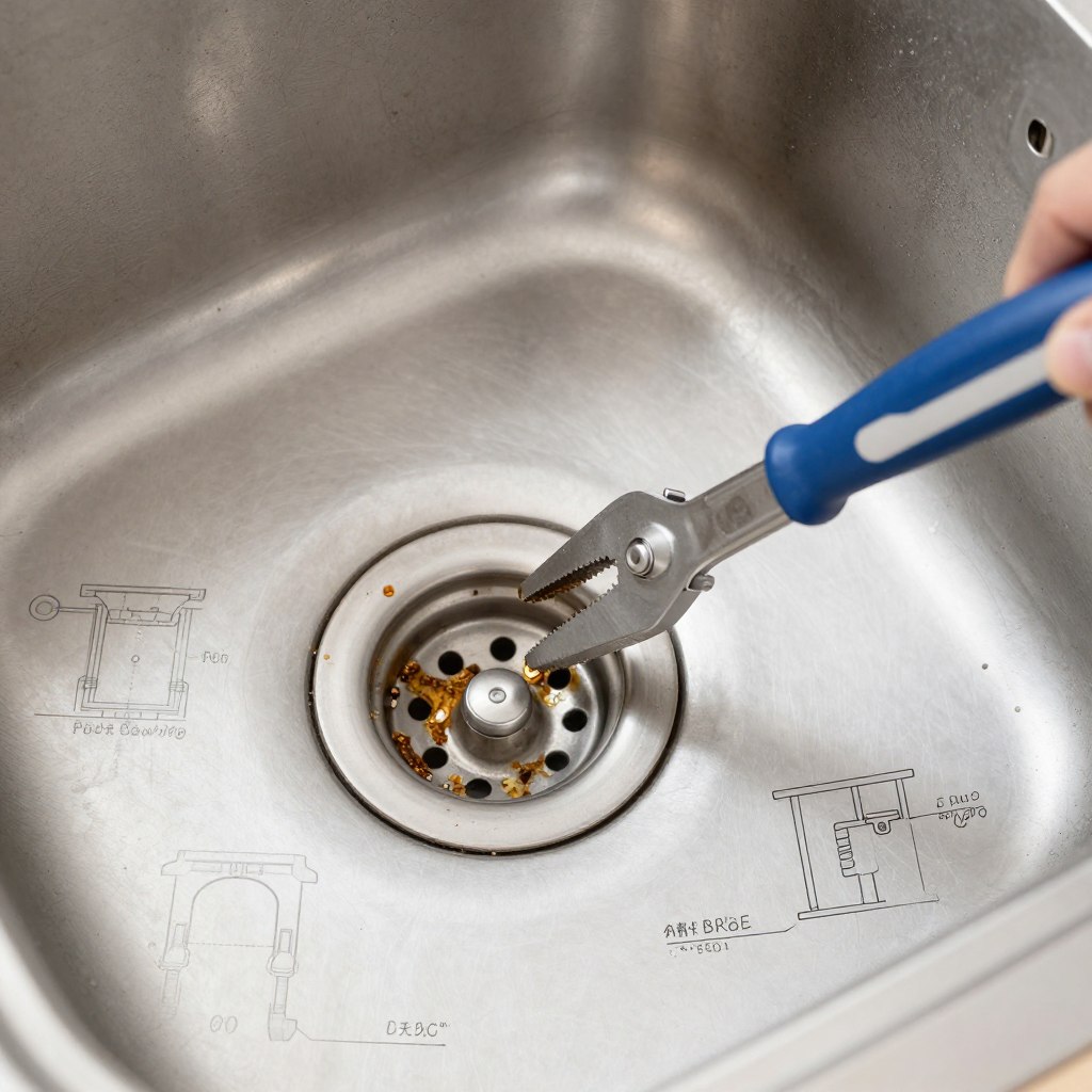 Kitchen drain cleaning removing food debris and grease buildup