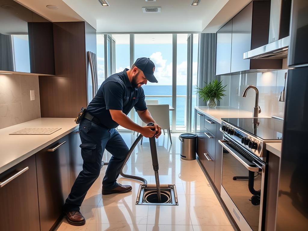 Kitchen drain cleaning service in Miami Beach condo