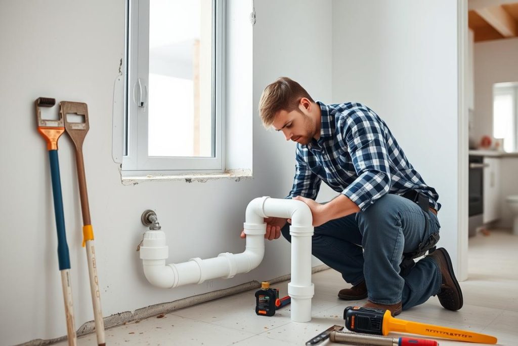 Modern PVC drain pipe installation in Miami Beach renovation project Modern PVC drain pipe installation in Miami Beach renovation project