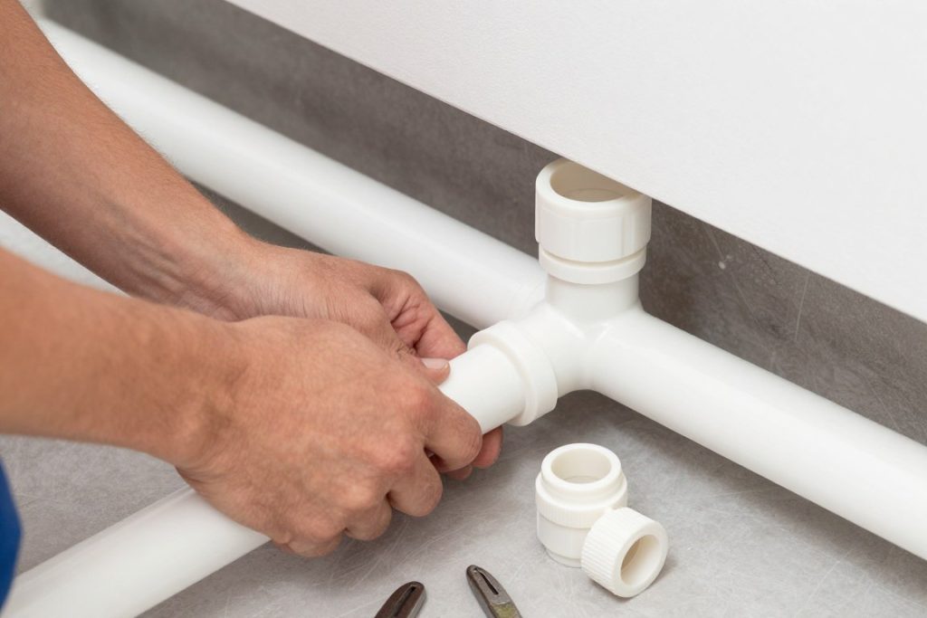Modern corrosion-resistant drain pipes being installed in Miami Beach property