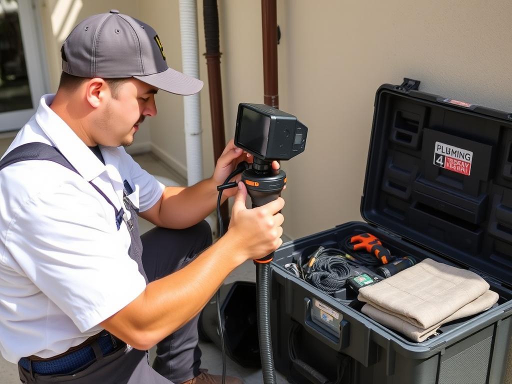 Professional plumber performing routine maintenance inspection in Miami Beach property