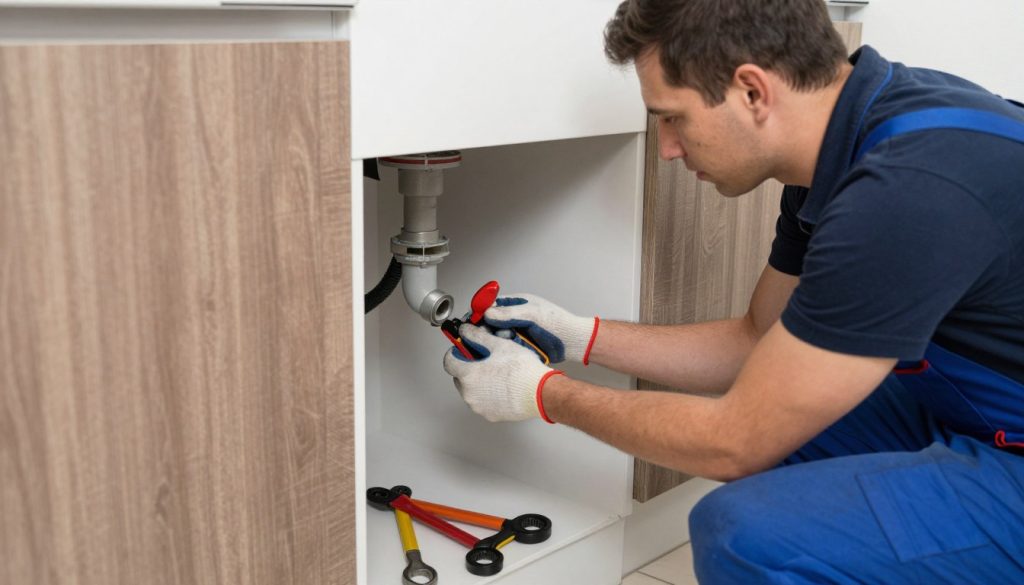 Professional plumber performing systematic drain cleaning in Hialeah home