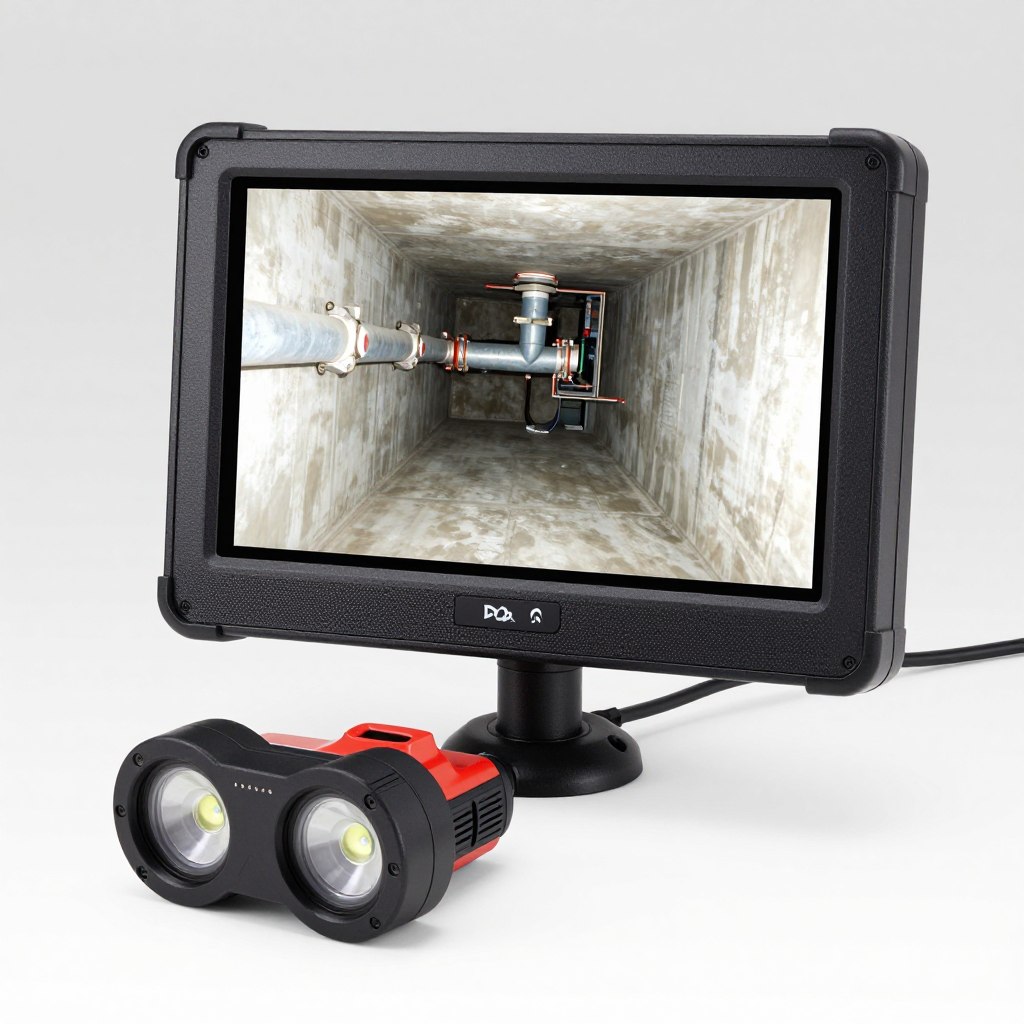 Video camera inspection of drain pipes showing interior condition